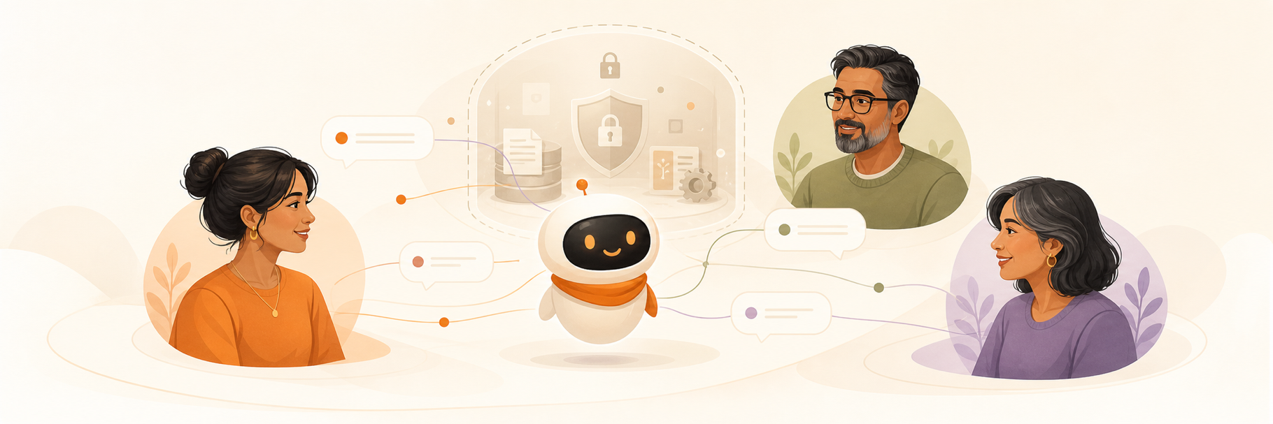 A family talks with one shared AI Agent in a group conversation while private tools and memory remain separated.